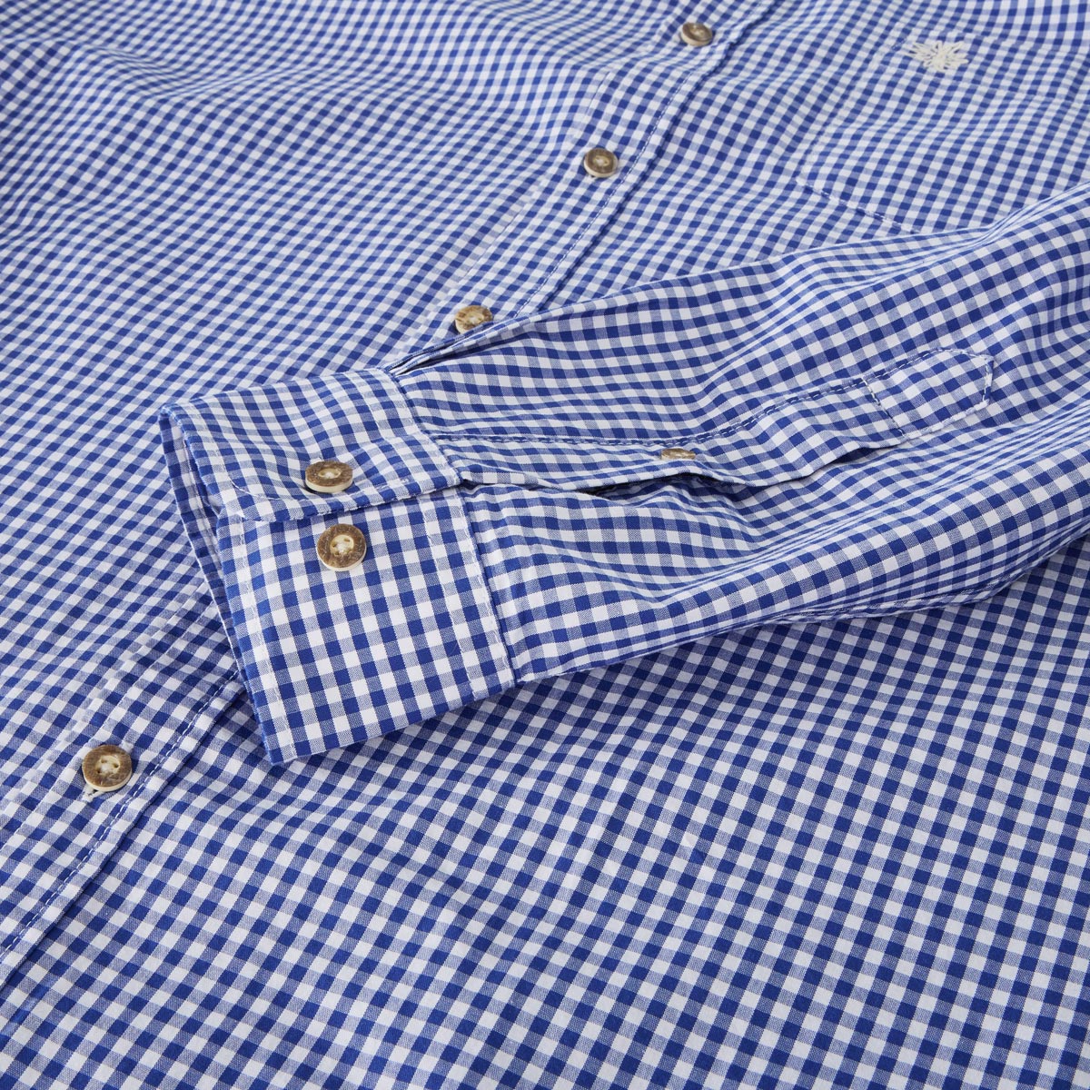 Pfundskerl Trachtenhemd mit Krempelärmeln blau/weiß