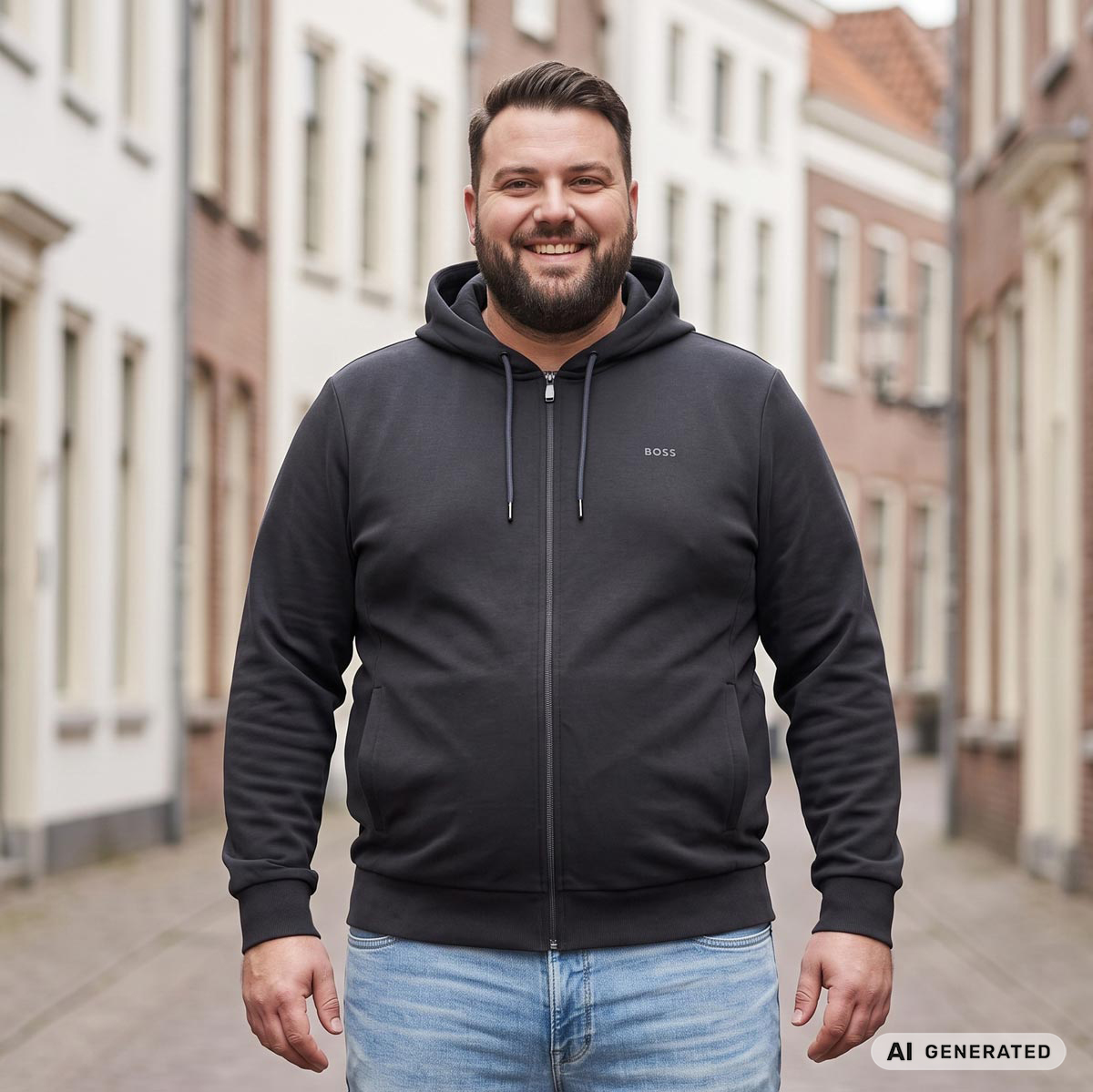 BOSS Sweatjacke mit Stretch schwarz