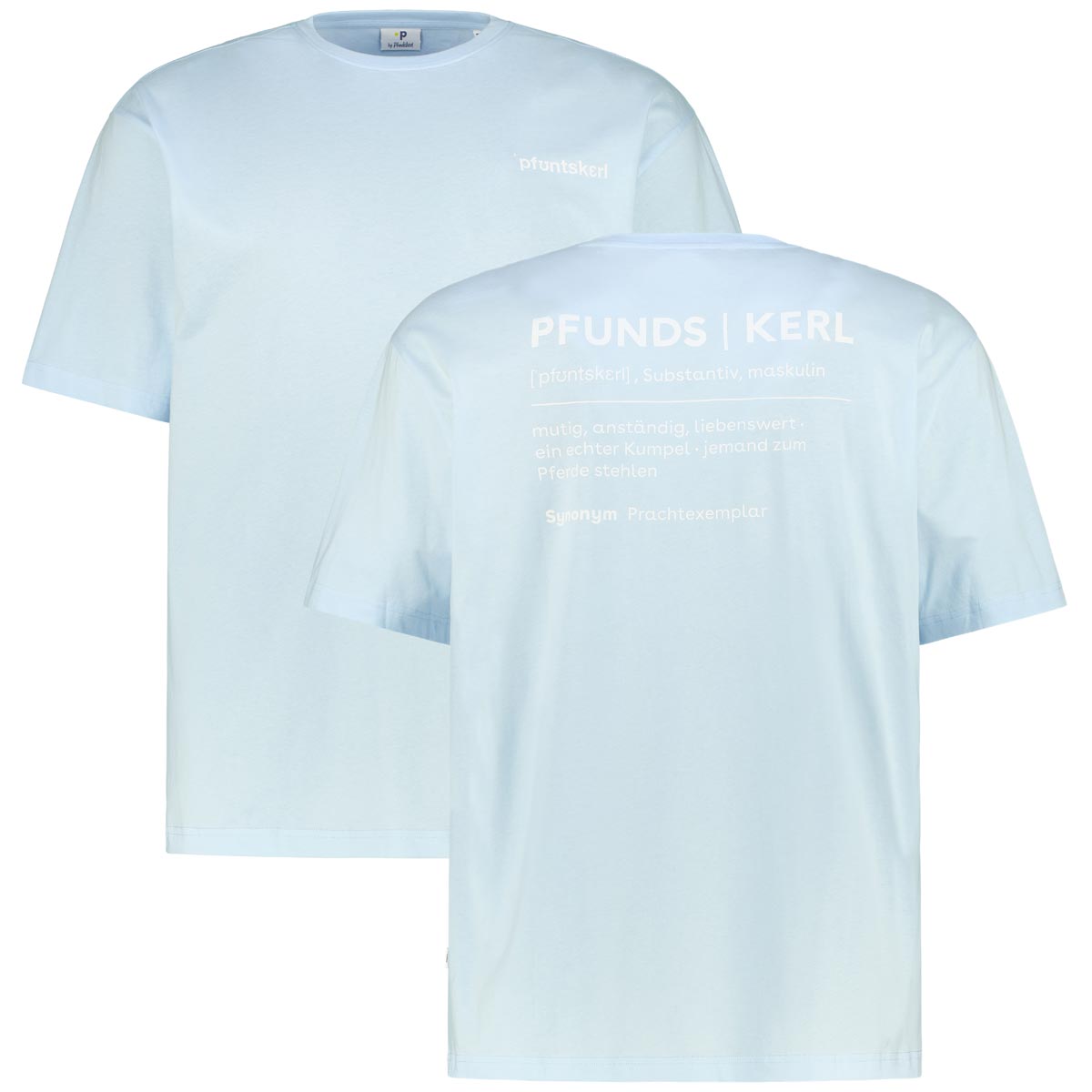 Pfundskerl T-Shirt mit Print auf Vorder- und Rückseite Farbe hellblau Größe günstig online kaufen