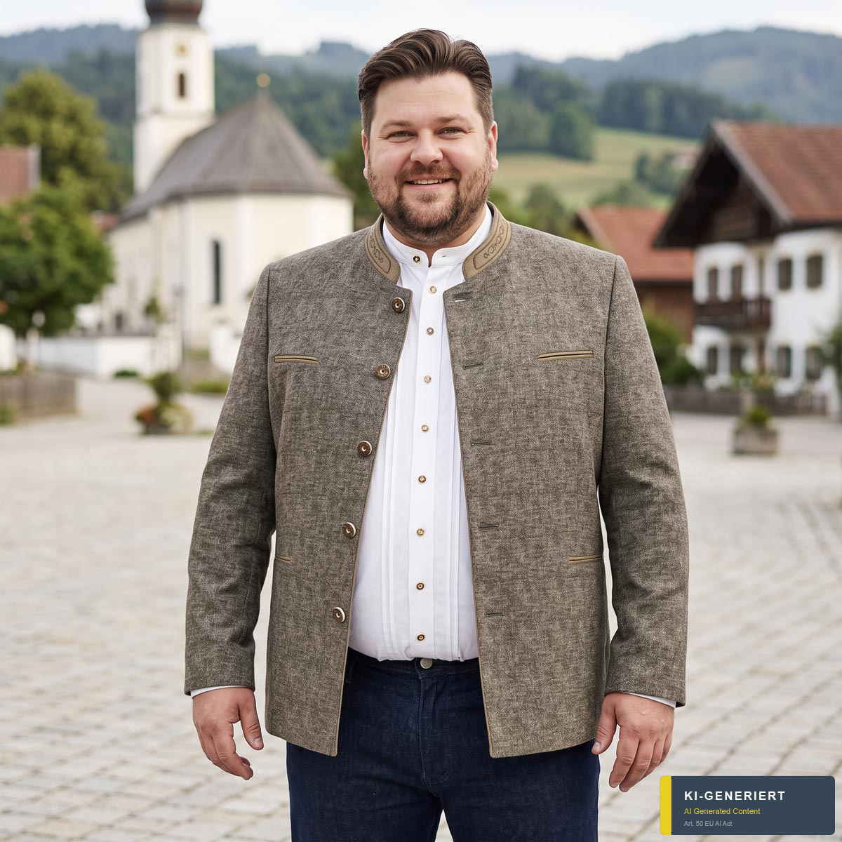 Weis Trachtensakko mit Leinen beige
