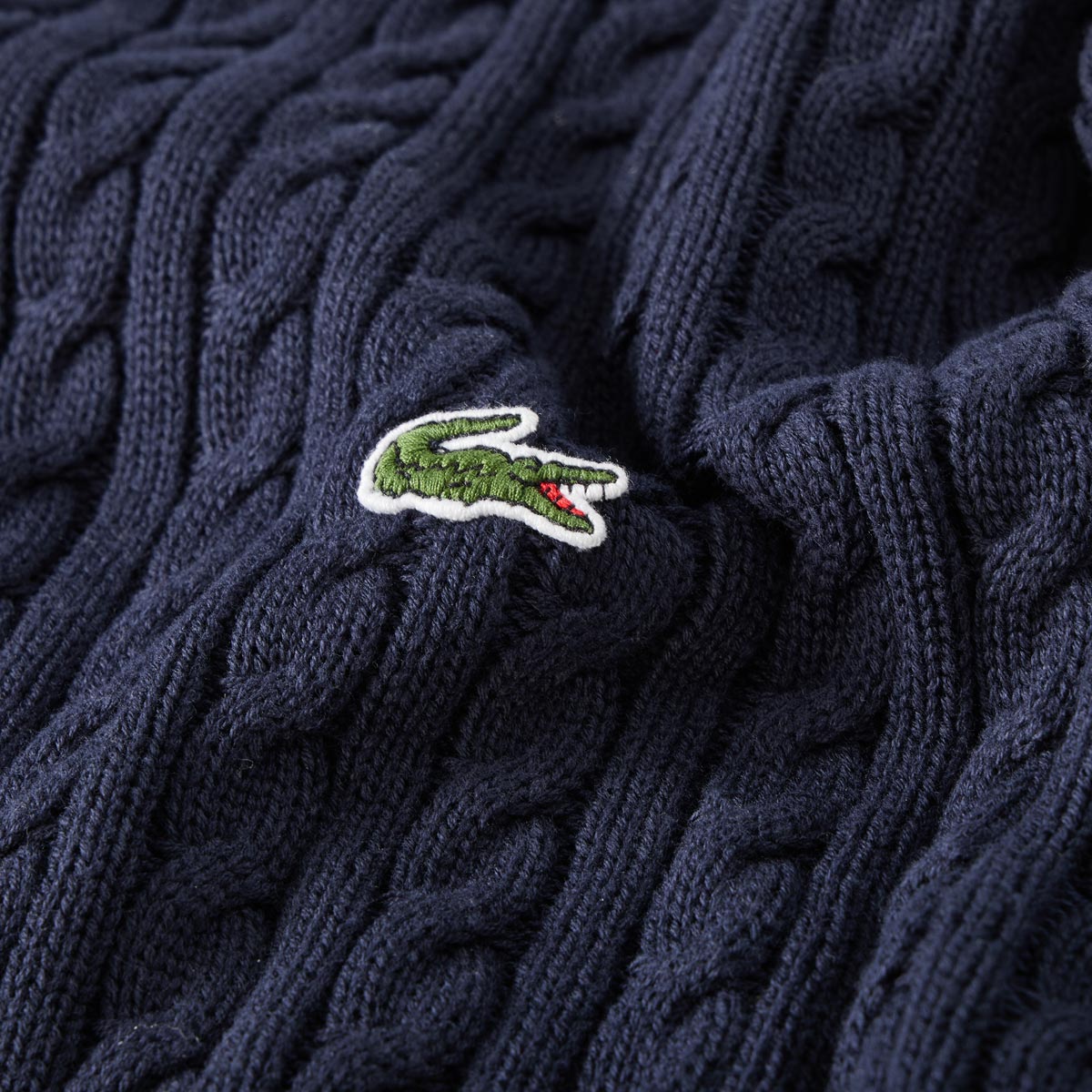 LACOSTE Zopfstrick-Pullover aus Biobaumwolle dunkelblau