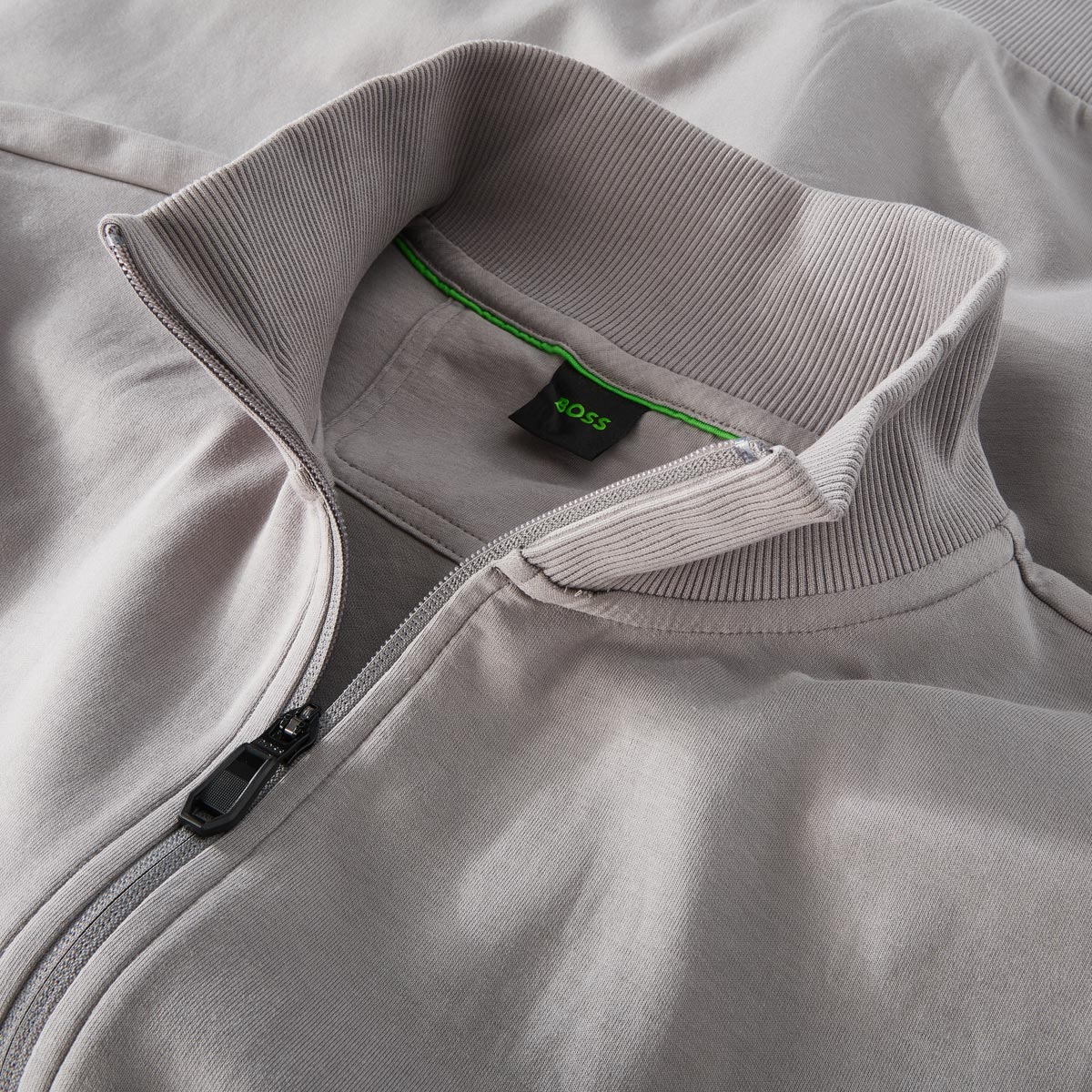 BOSS Sweatjacke mit Elasthan grau