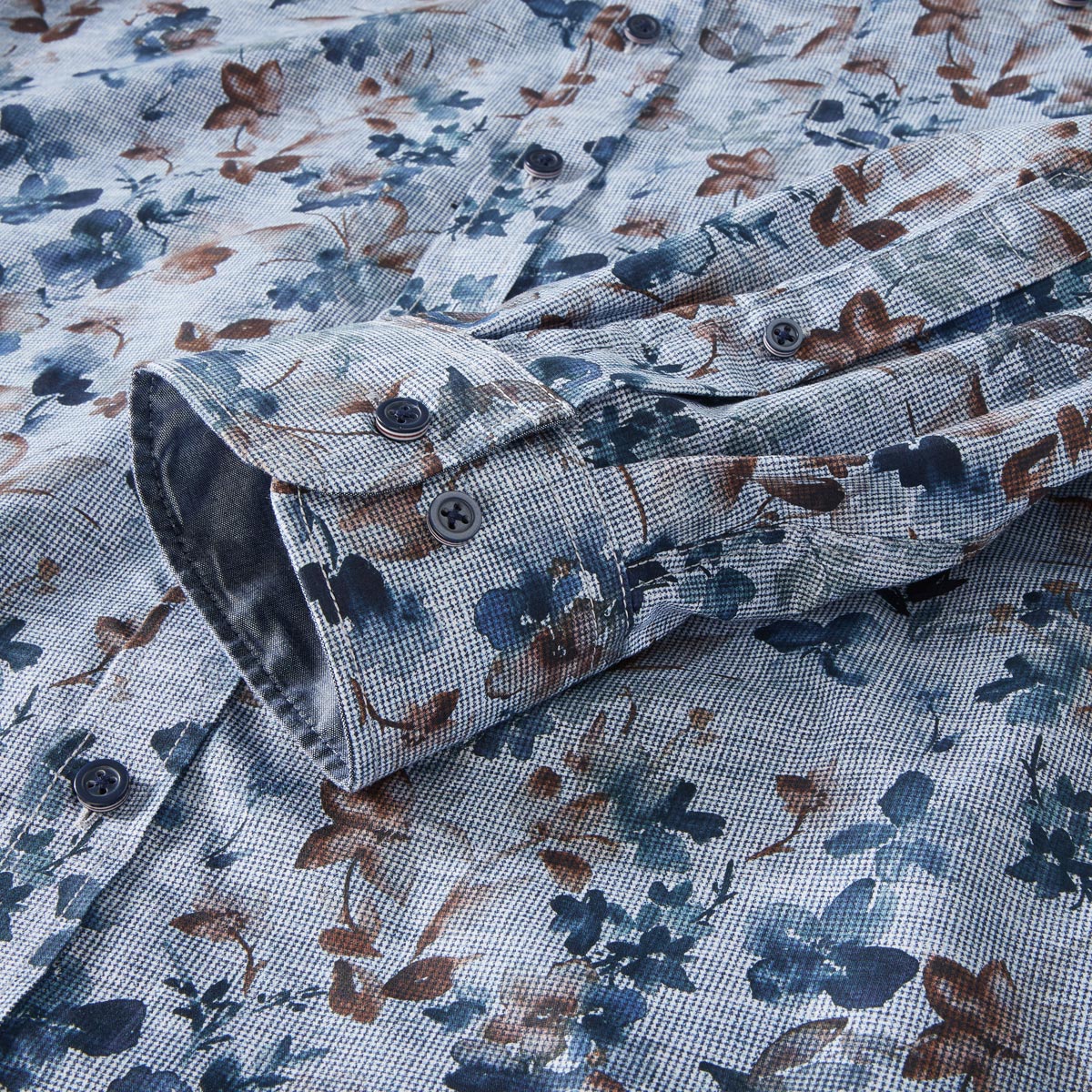 CASA MODA Freizeithemd mit floralem Muster blau