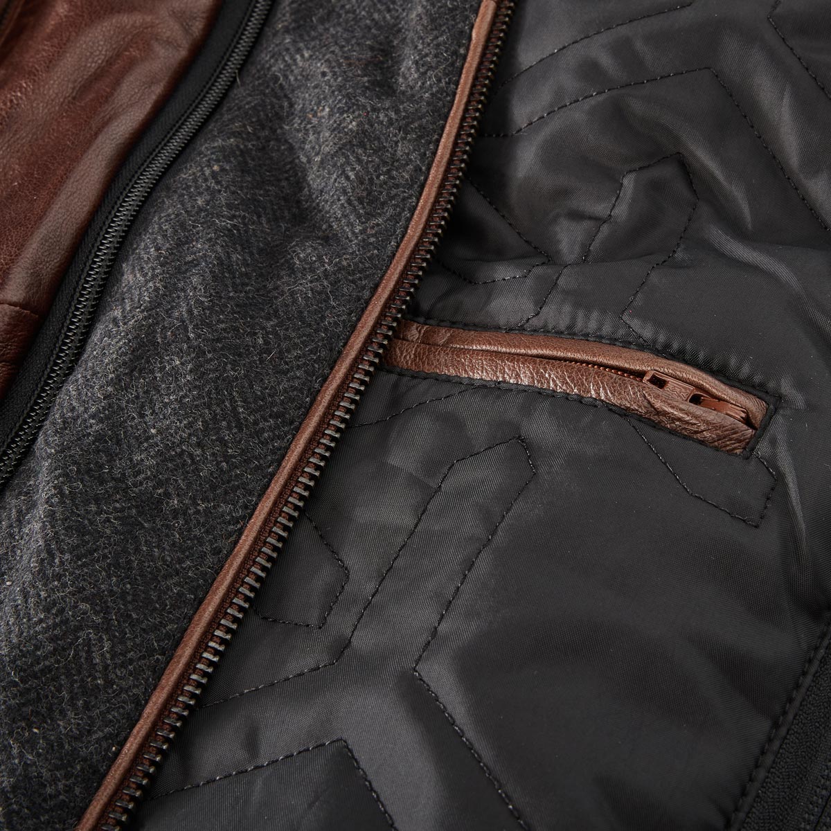 North Lederjacke im Biker-Stil dunkelbraun