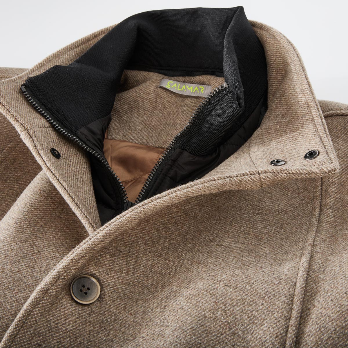 Calamar Wolljacke mit heraustrennbarem Westeneinsatz braun