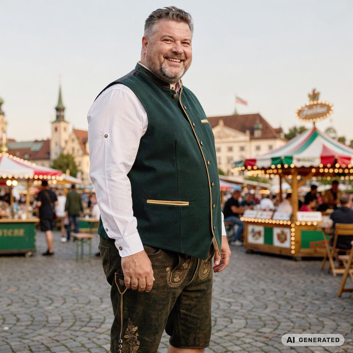Pfundskerl Trachtenweste aus Samt dunkelgrün
