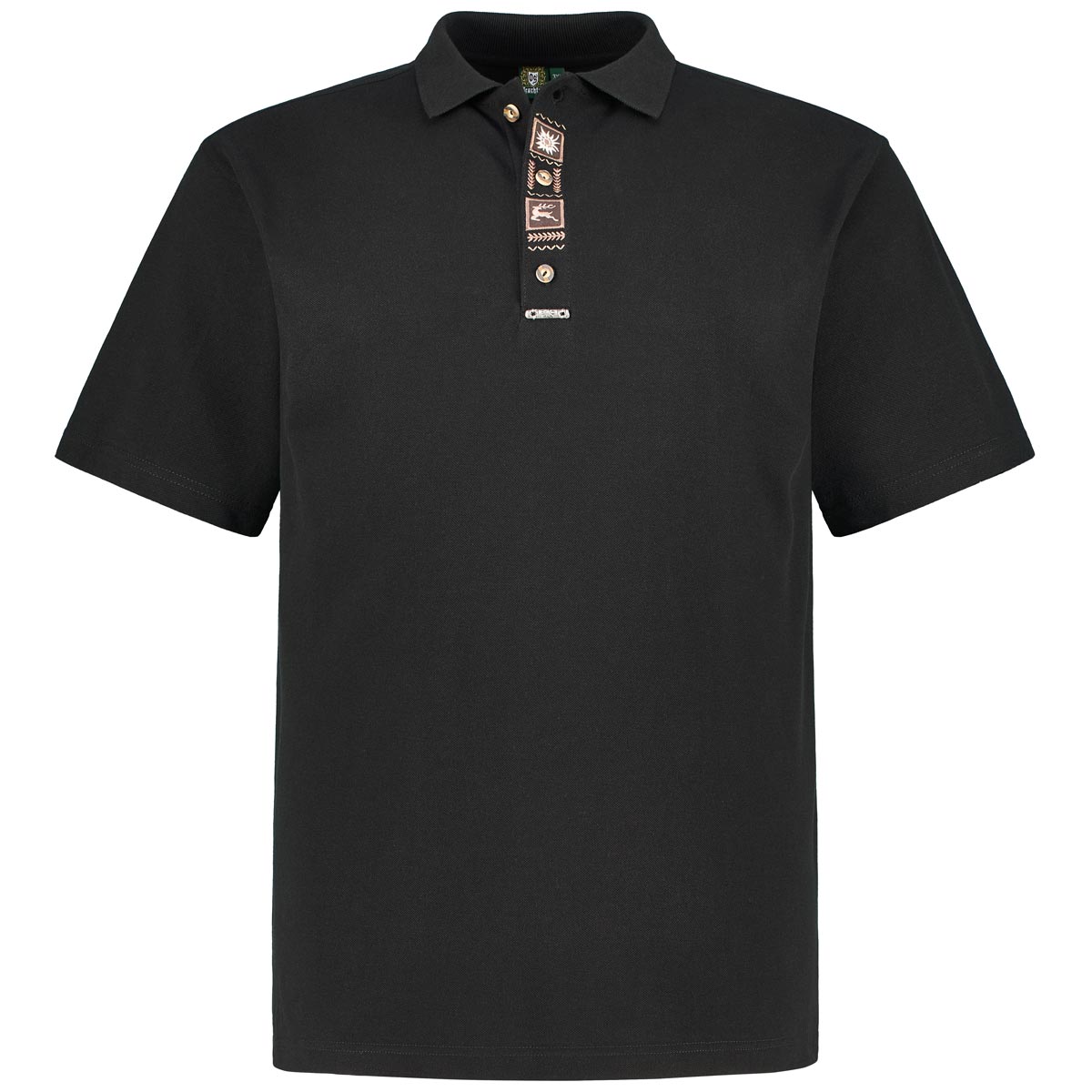 Orbis Poloshirt im Trachten-Style schwarz