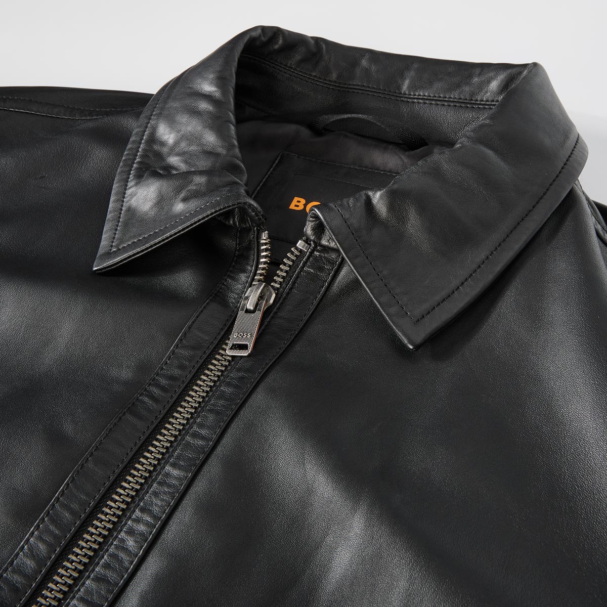 BOSS Lederjacke aus Schafleder schwarz