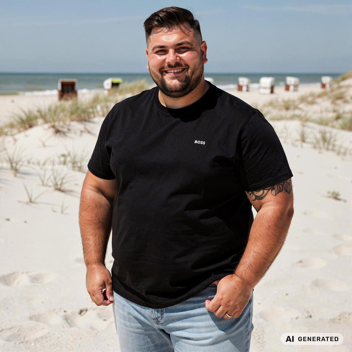 BOSS T-Shirt mit Elasthan schwarz