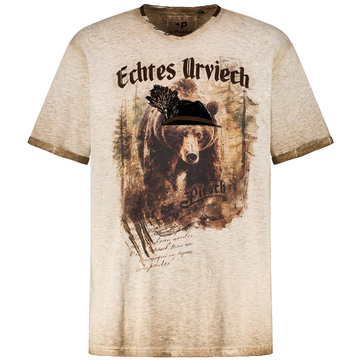 Pfundskerl T-Shirt „Echtes Urviech“ aus Biobaumwolle beige