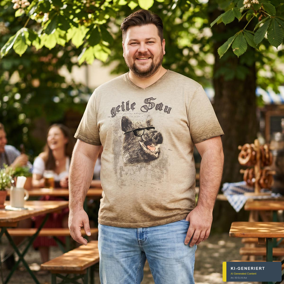 Pfundskerl T-Shirt aus Biobaumwolle hellbraun