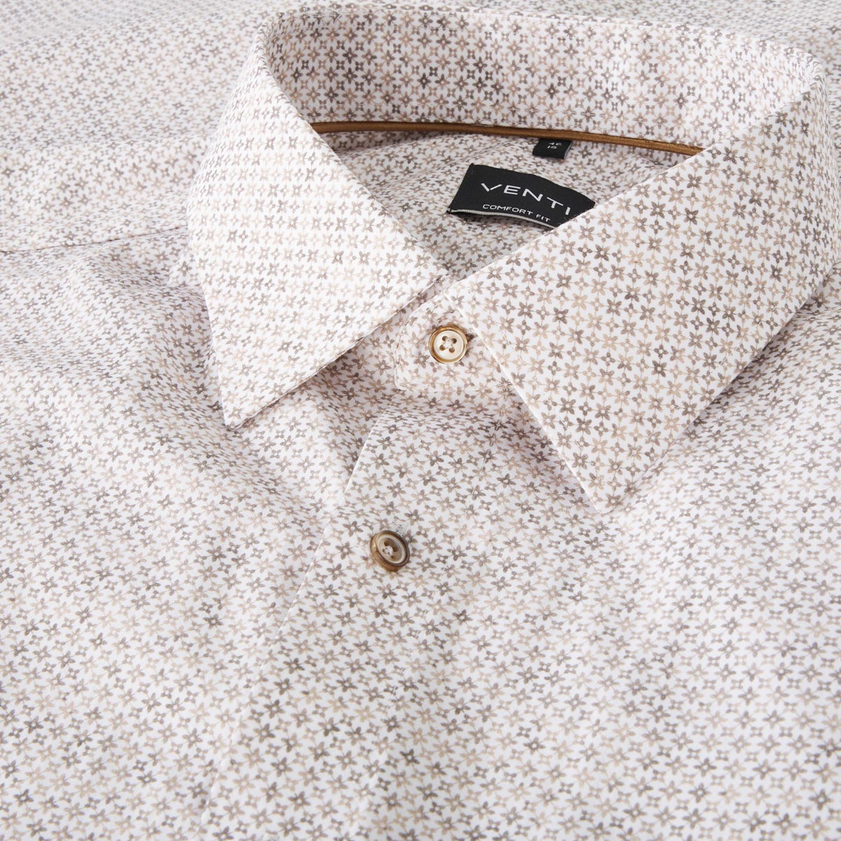 VENTI Businesshemd mit Allover-Muster beige