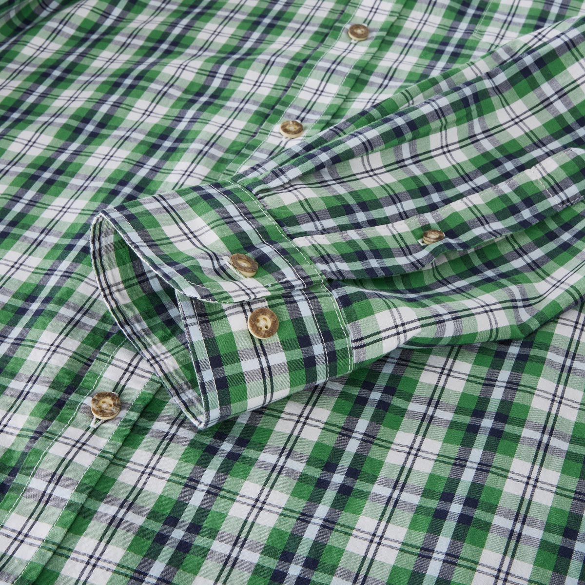 Pfundskerl Trachtenhemd mit Krempelärmeln blau/grün