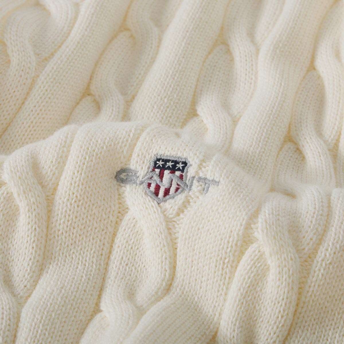 Gant Zopfstrickpullover aus Baumwolle creme