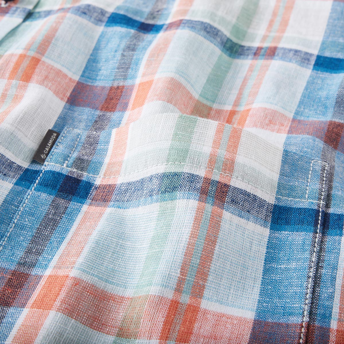 CASA MODA Freizeithemd mit Leinen blau