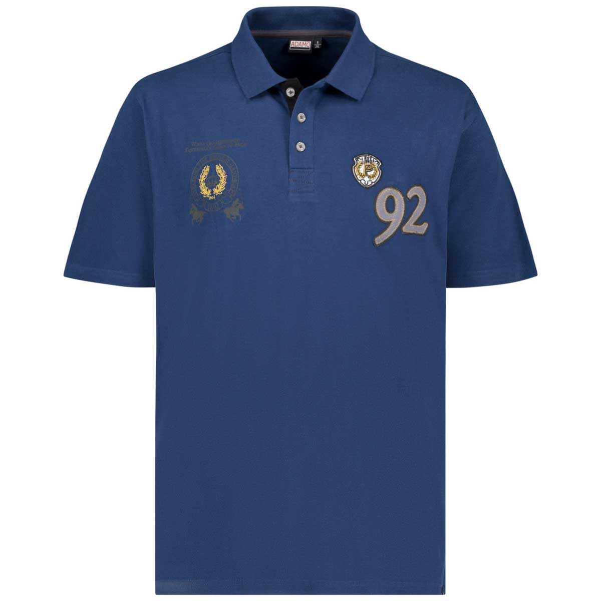 ADAMO Poloshirt mit Applikationen Farbe jeansblau Größe: 5XL günstig online kaufen