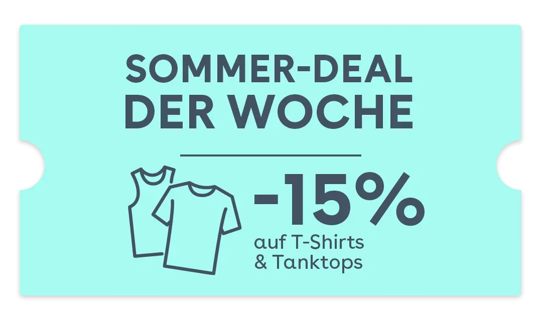 Voucher-Motiv zur Pfundskerl Sommer-Deal-Aktion 15% auf T-Shirts und Tanktops