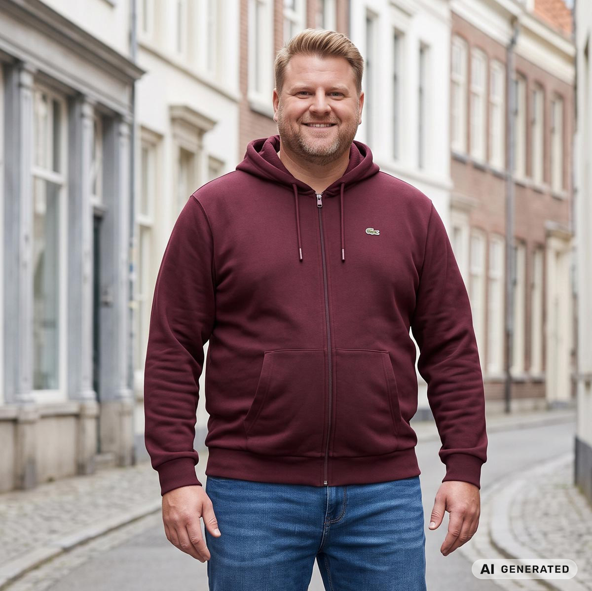 LACOSTE Sweatjacke aus Baumwolle dunkelrot