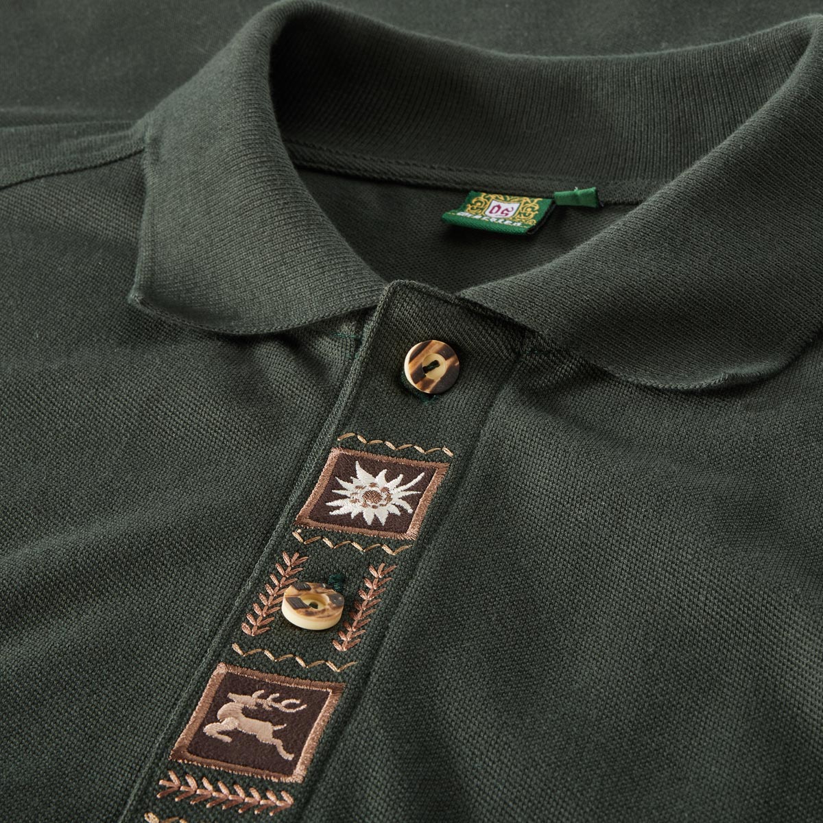 Orbis Trachten-Poloshirt, kurzarm oliv