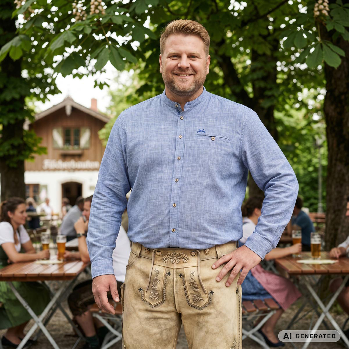 Maddox Trachtenhemd aus Baumwolle blau