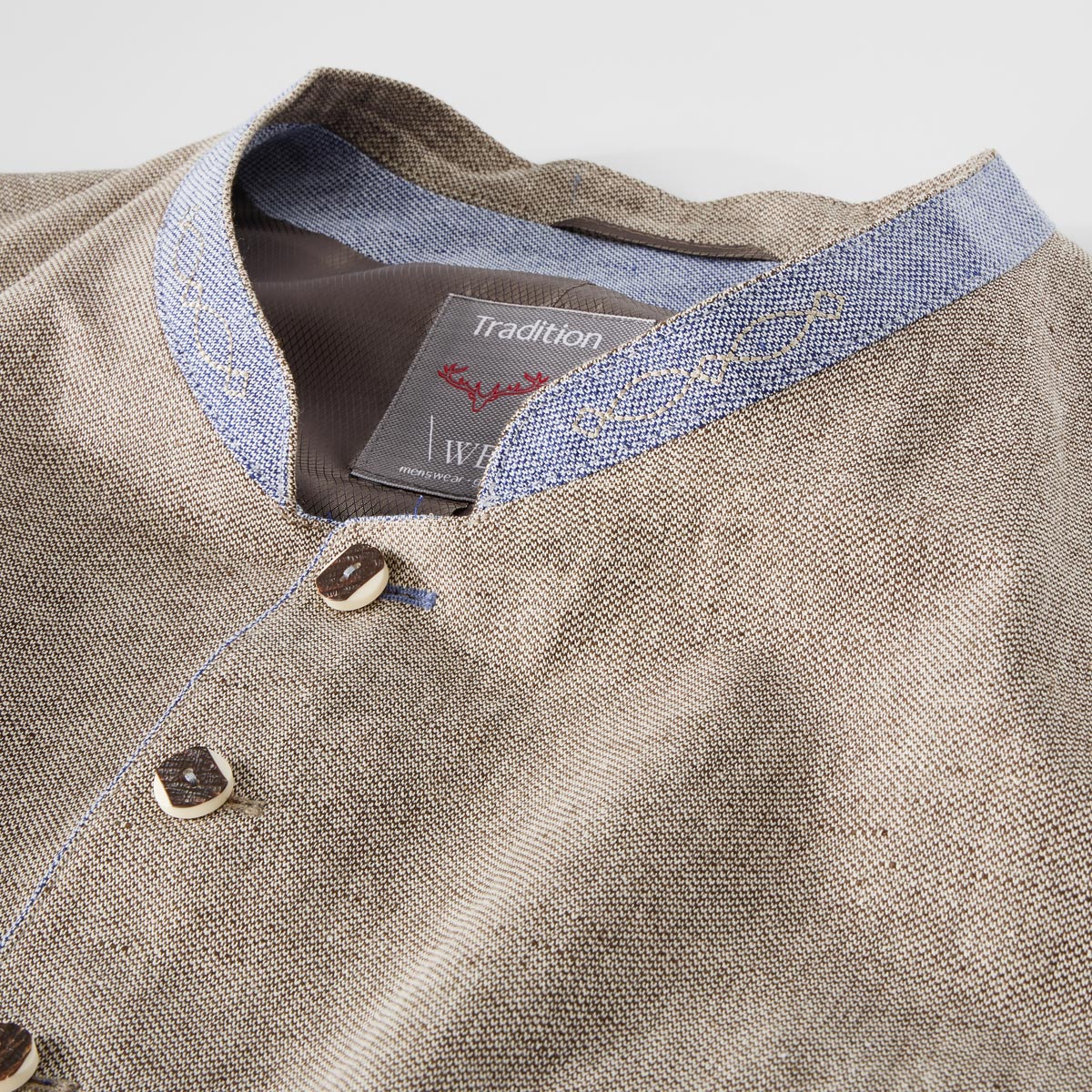 Weis Trachtenweste mit Leinen beige