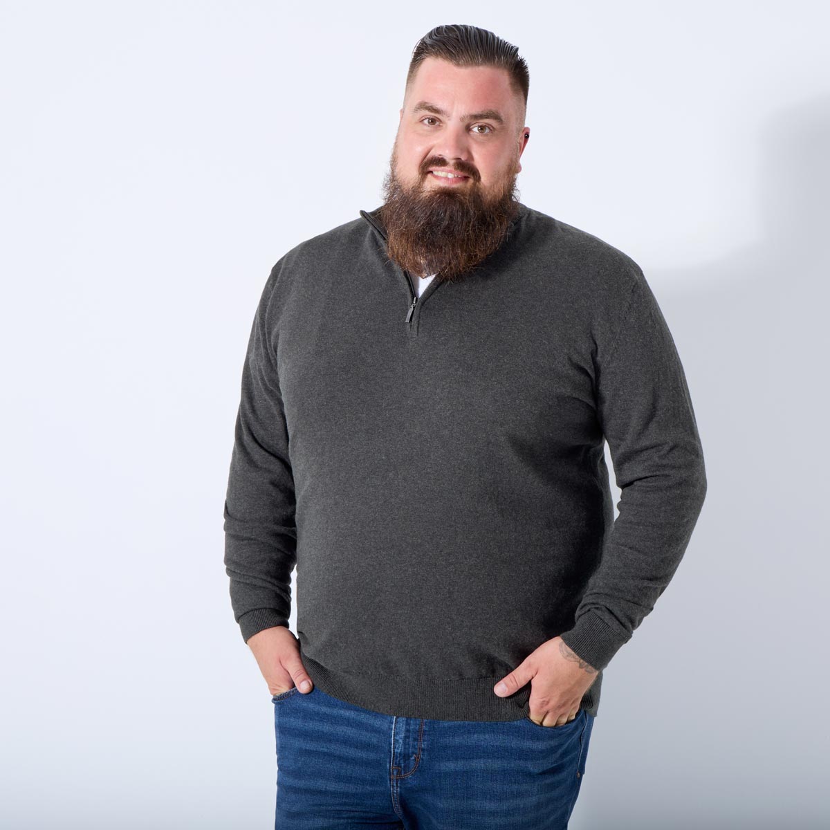 Pfundskerl Feinstrickpullover mit Kaschmir anthrazit