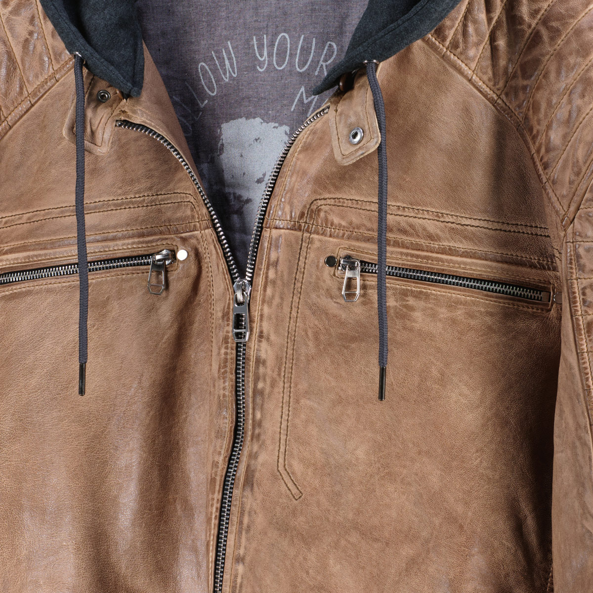 Maddox Lederjacke im Biker-Stil hellbraun