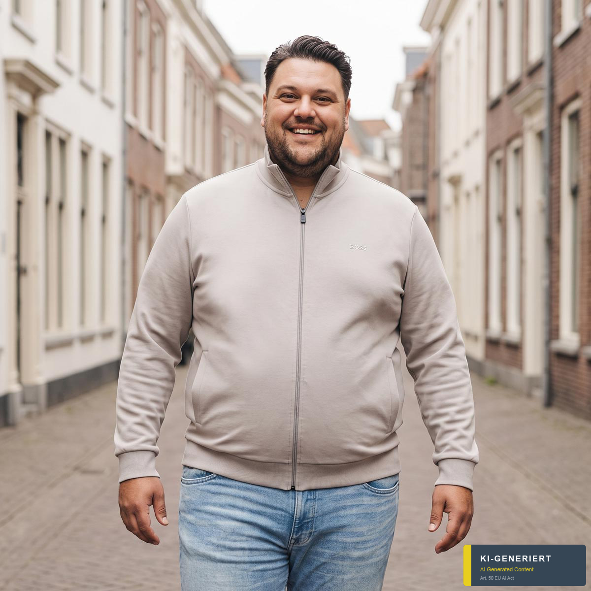 BOSS Sweatjacke mit Elasthan grau