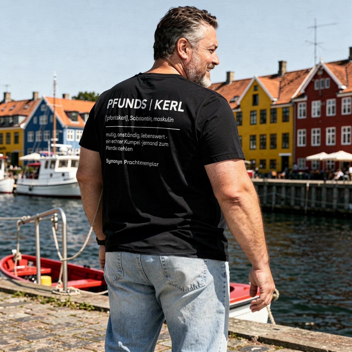 Pfundskerl T-Shirt mit Print auf Vorder- und Rückseite schwarz