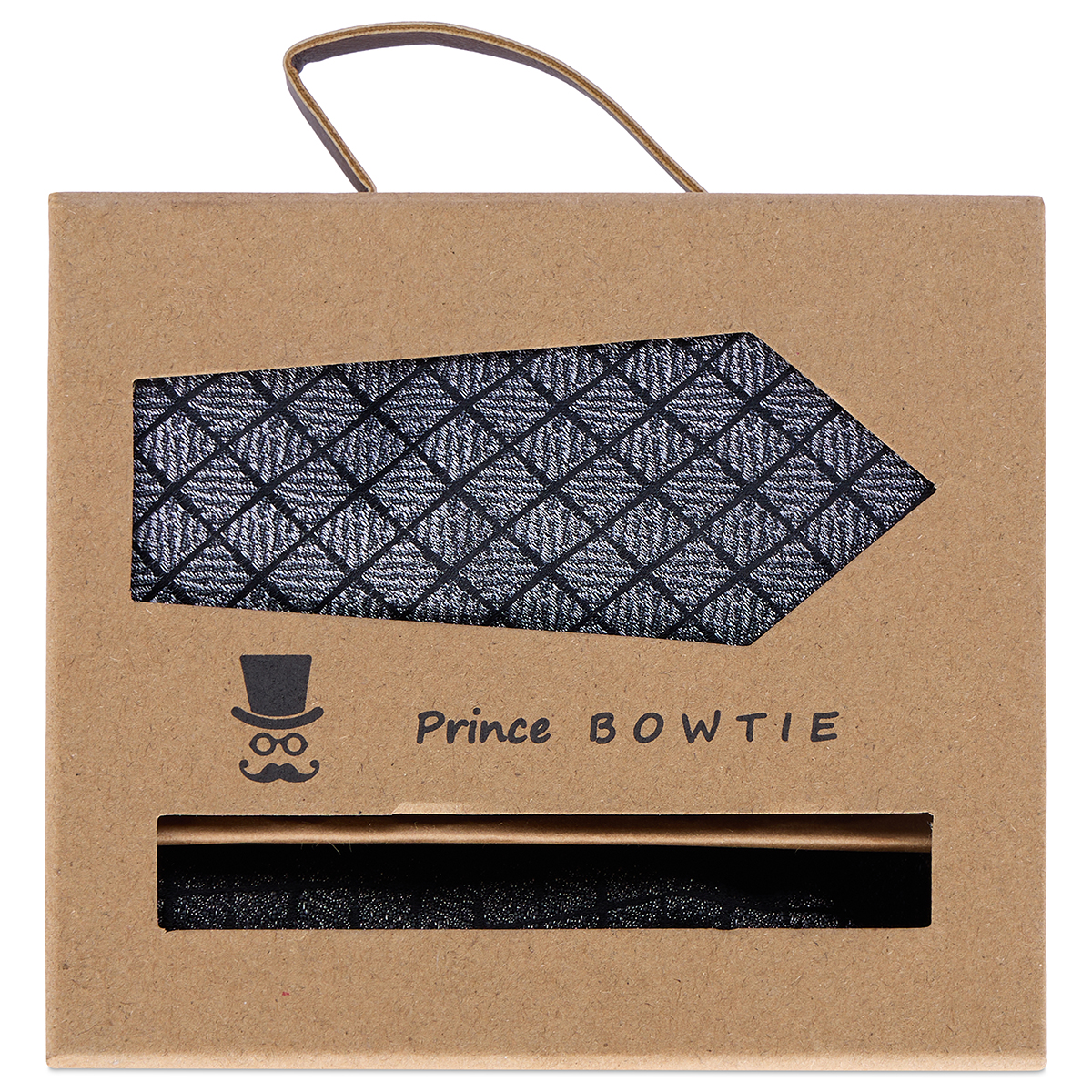 Prince BOWTIE Extralange Krawatte und Einstecktuch im Set anthrazit