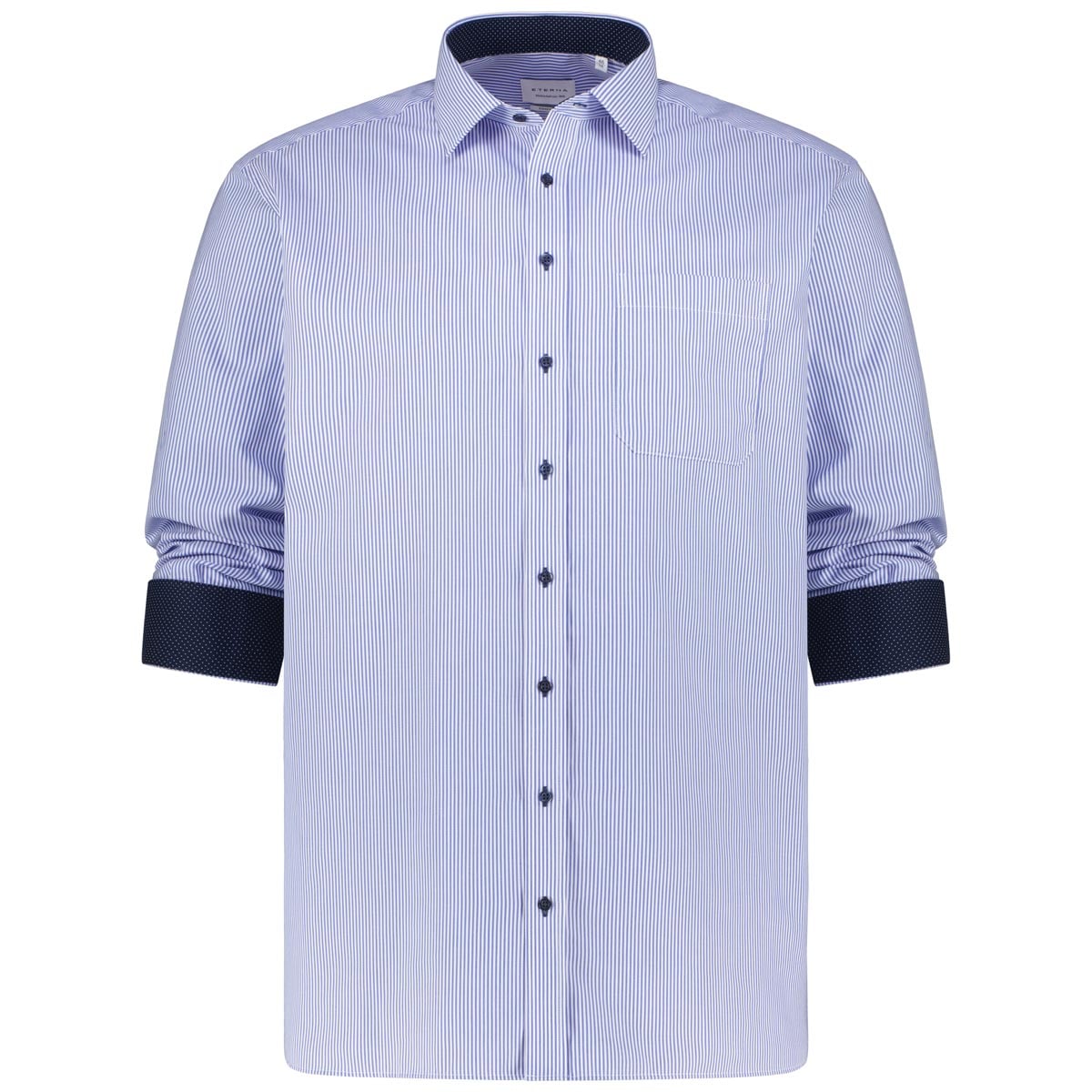 ETERNA Businesshemd aus Biobaumwolle, langarm, bügelfrei blau/weiß ETERNA Businesshemd aus Biobaumwolle, langarm, bügelfrei blau/weiß