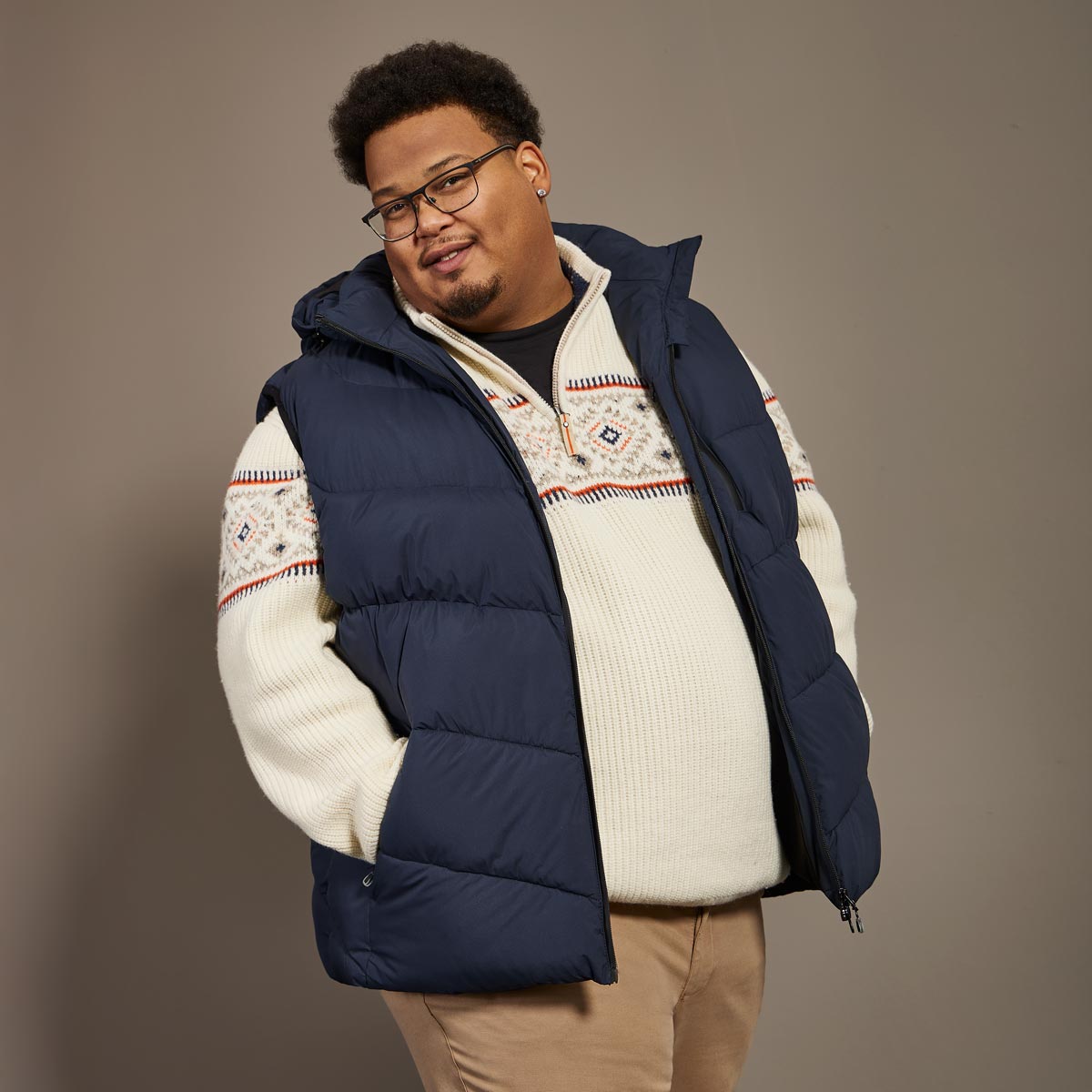 Blue Wave Wattierte Weste mit Kapuze, wind- und wasserabweisend marine