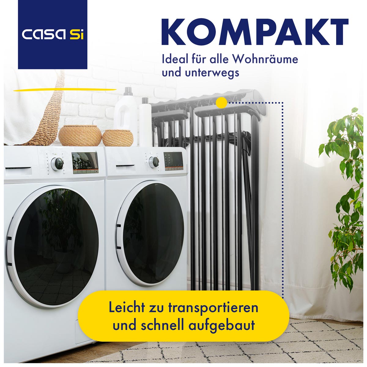 Casa Si Teleskop Wäscheständer, 28m, ausziehbar schwarz