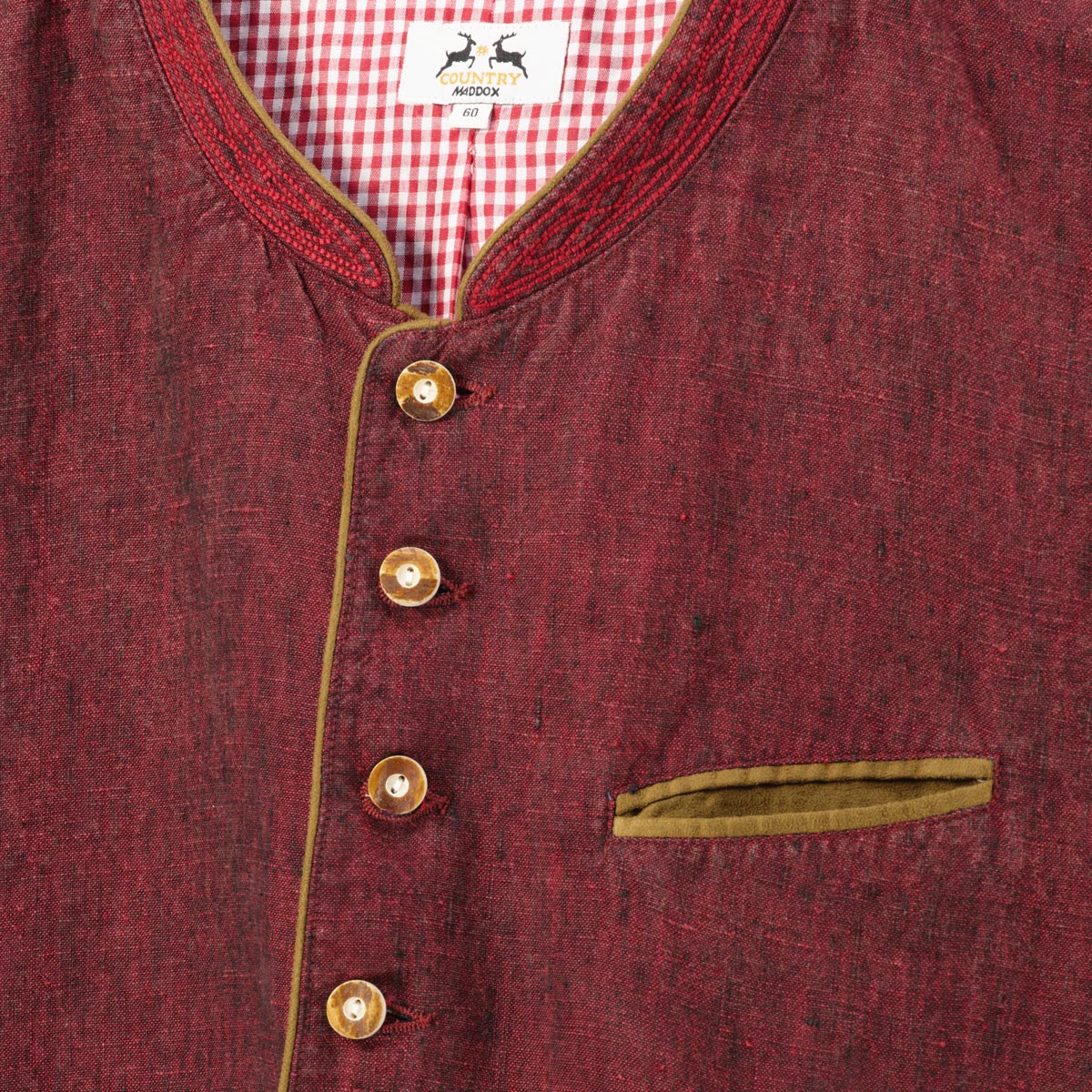 Maddox Trachtenweste mit Leinen weinrot