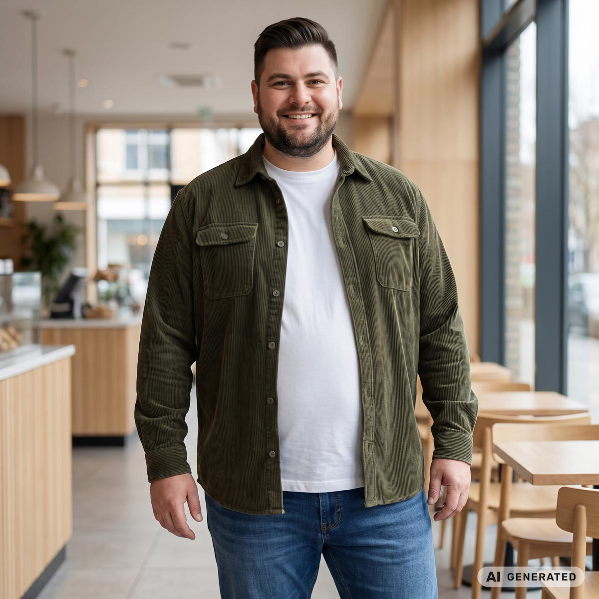 Jack&Jones Overshirt aus Cord oliv