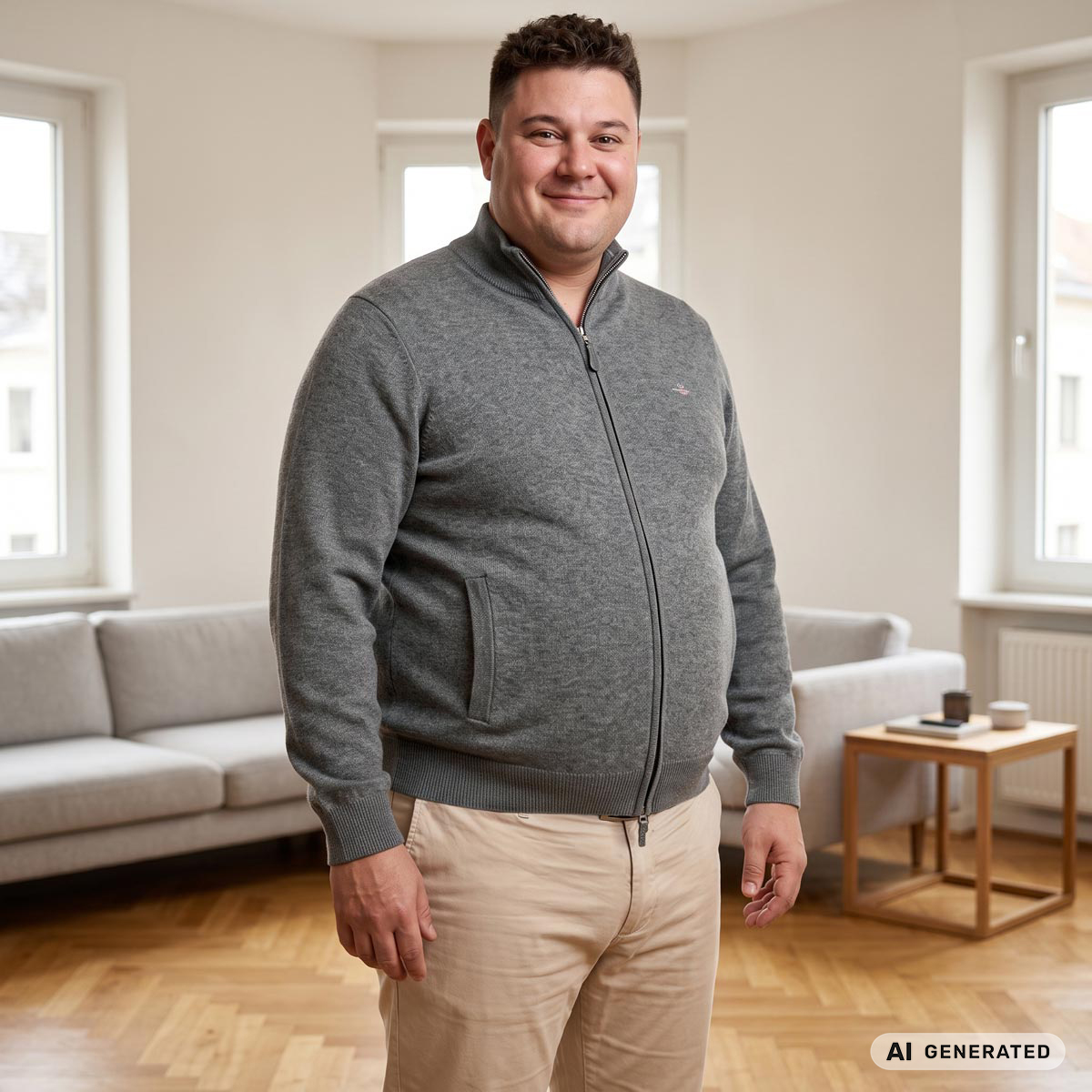 Gant Strickjacke aus Lammwolle anthrazit