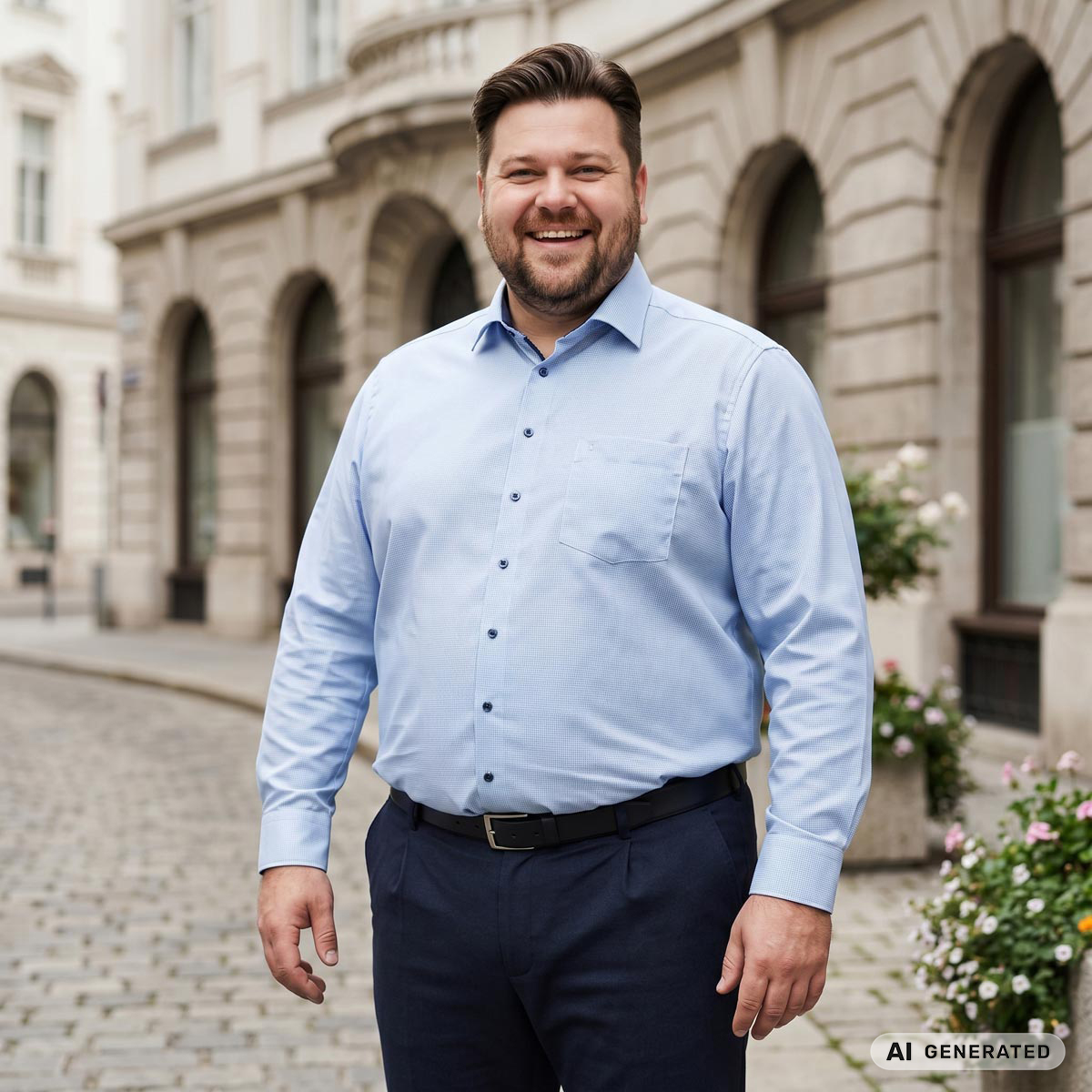 VENTI Businesshemd mit Allover-Muster blau