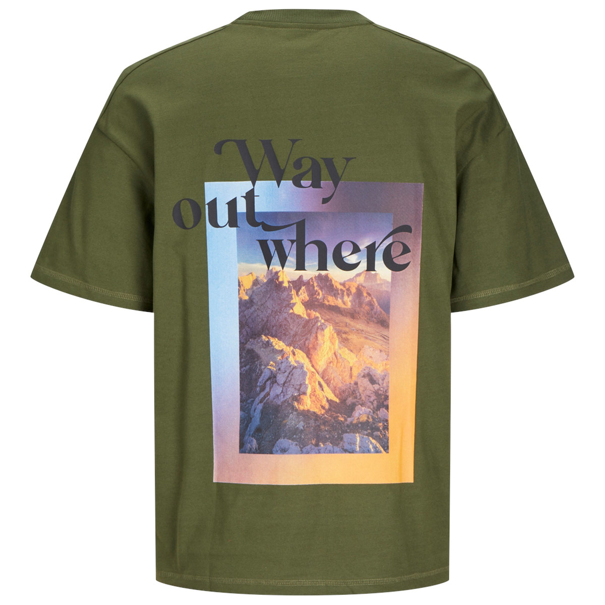 Jack&Jones T-Shirt mit Print auf Vorder- und Rückseite oliv