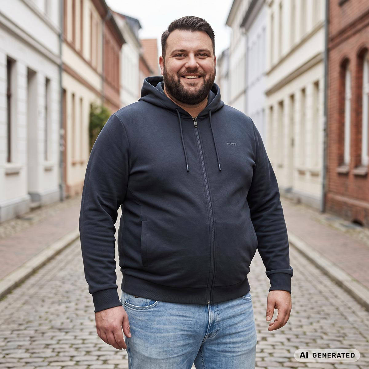 BOSS Sweatjacke mit Stretch dunkelblau