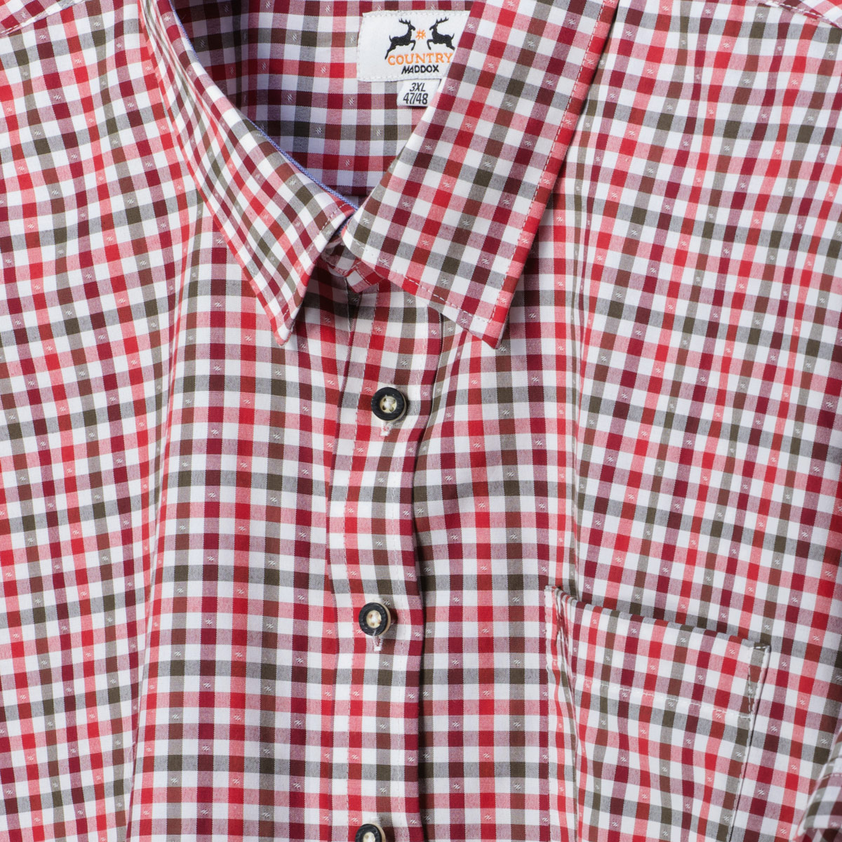 Maddox Kariertes Trachtenhemd rot/weiß