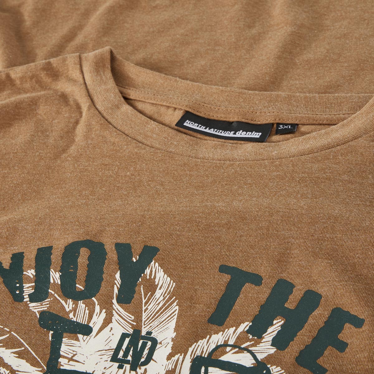 North T-Shirt mit Motiv-Print Farbe beige Größe: 3XL günstig online kaufen