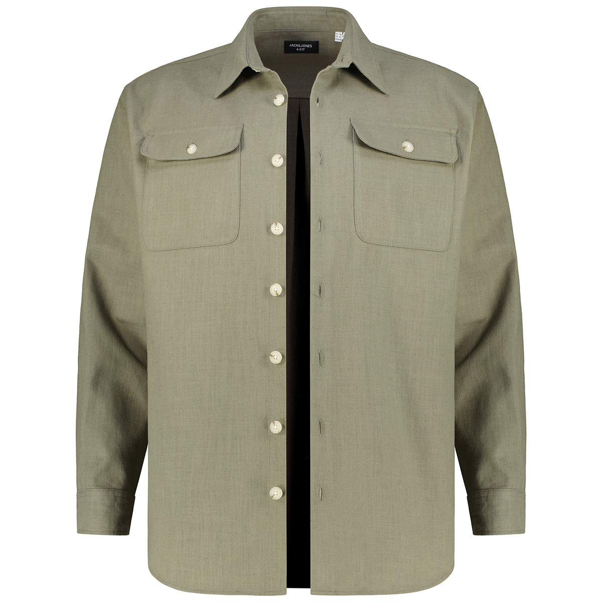 Jack&Jones Hemdjacke aus Baumwoll-Leinen-Mix grün