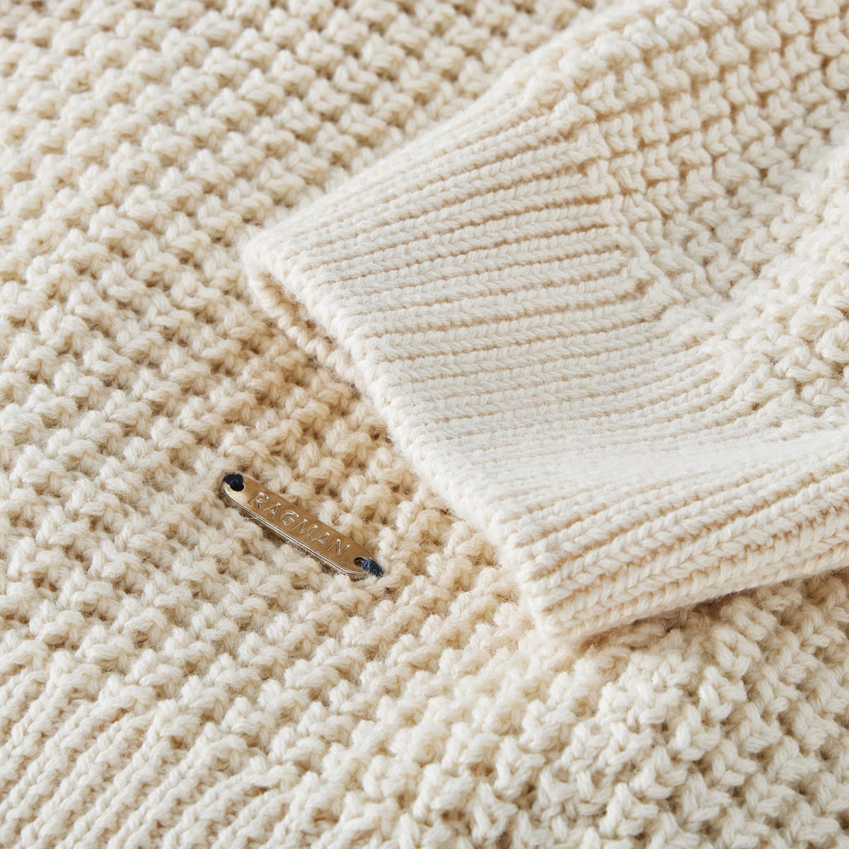 RAGMAN Grobstrickpullover aus Baumwolle beige