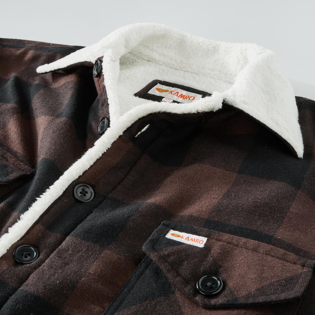 Kamro Gefütterte Hemdjacke im Holzfäller-Stil braun