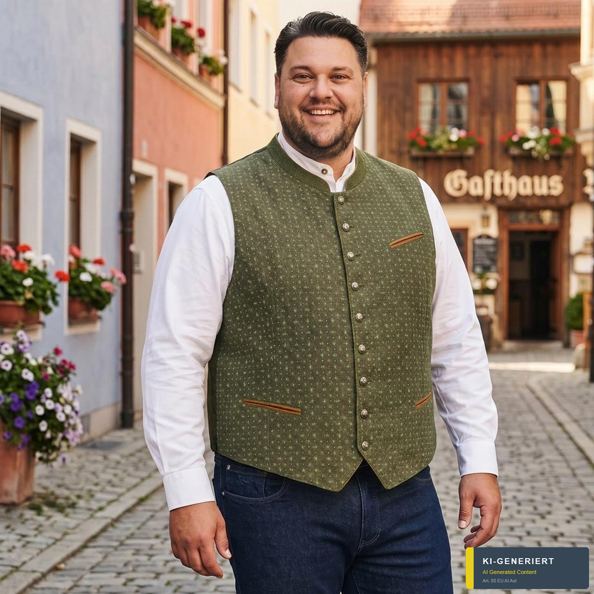 Maddox Trachtenweste aus Leinen oliv