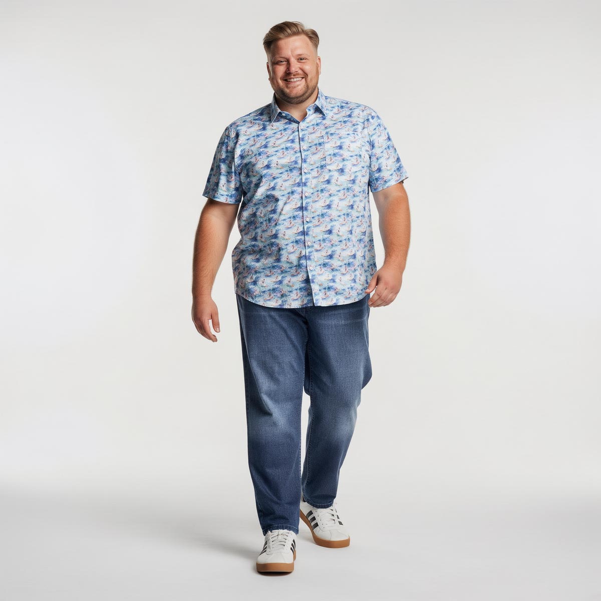 Pfundskerl Freizeithemd mit Allover-Muster dunkelblau