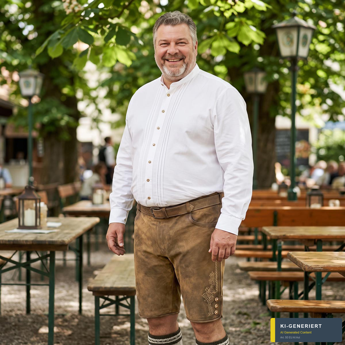 Maddox Kurze Lederhose ohne Latz braun