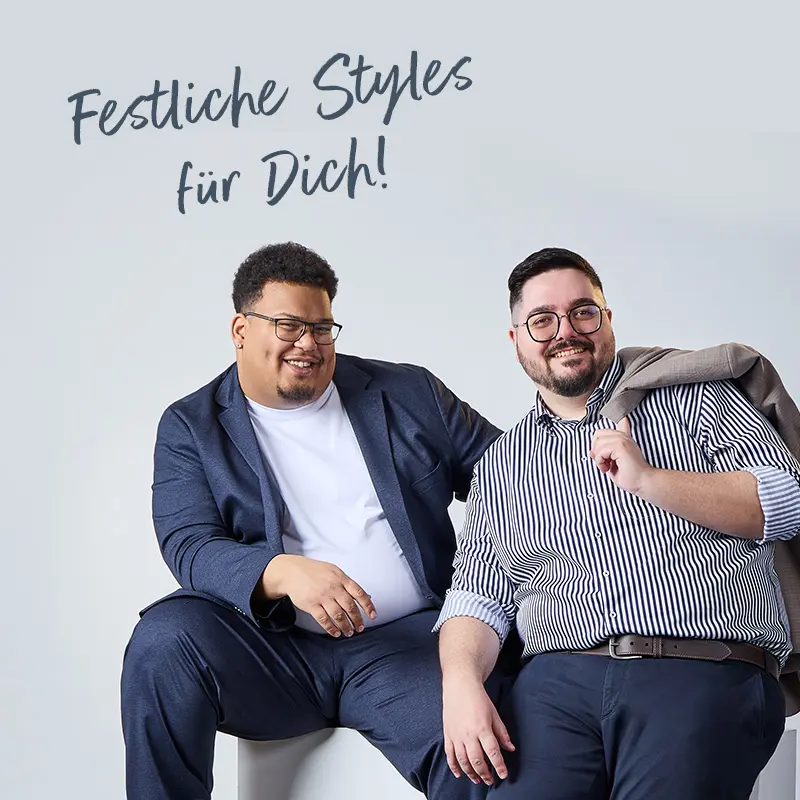 Moderne festliche Herrenmode in großen Größen mit Hemd und Sakko für starke Männer