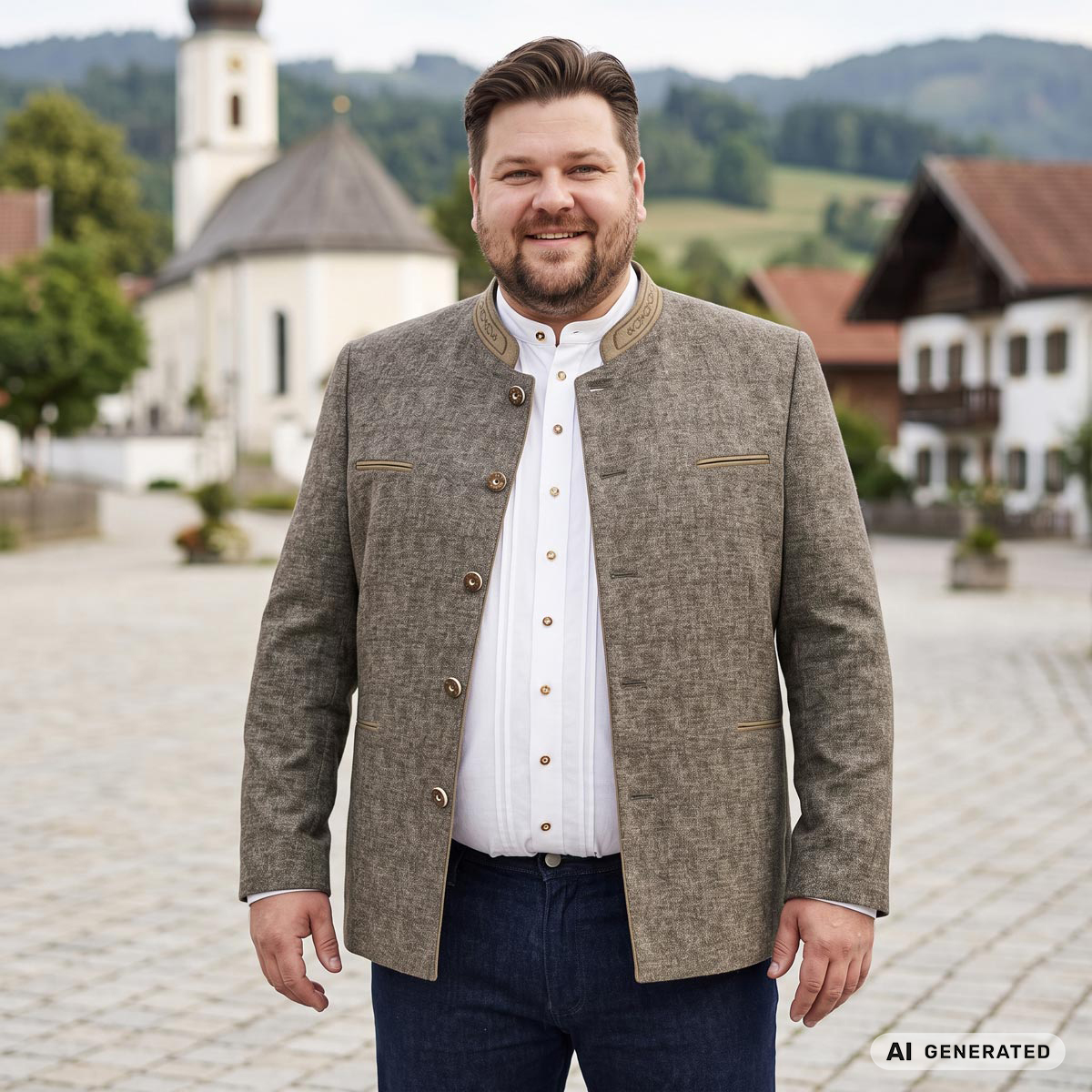 Weis Trachtensakko mit Leinen beige