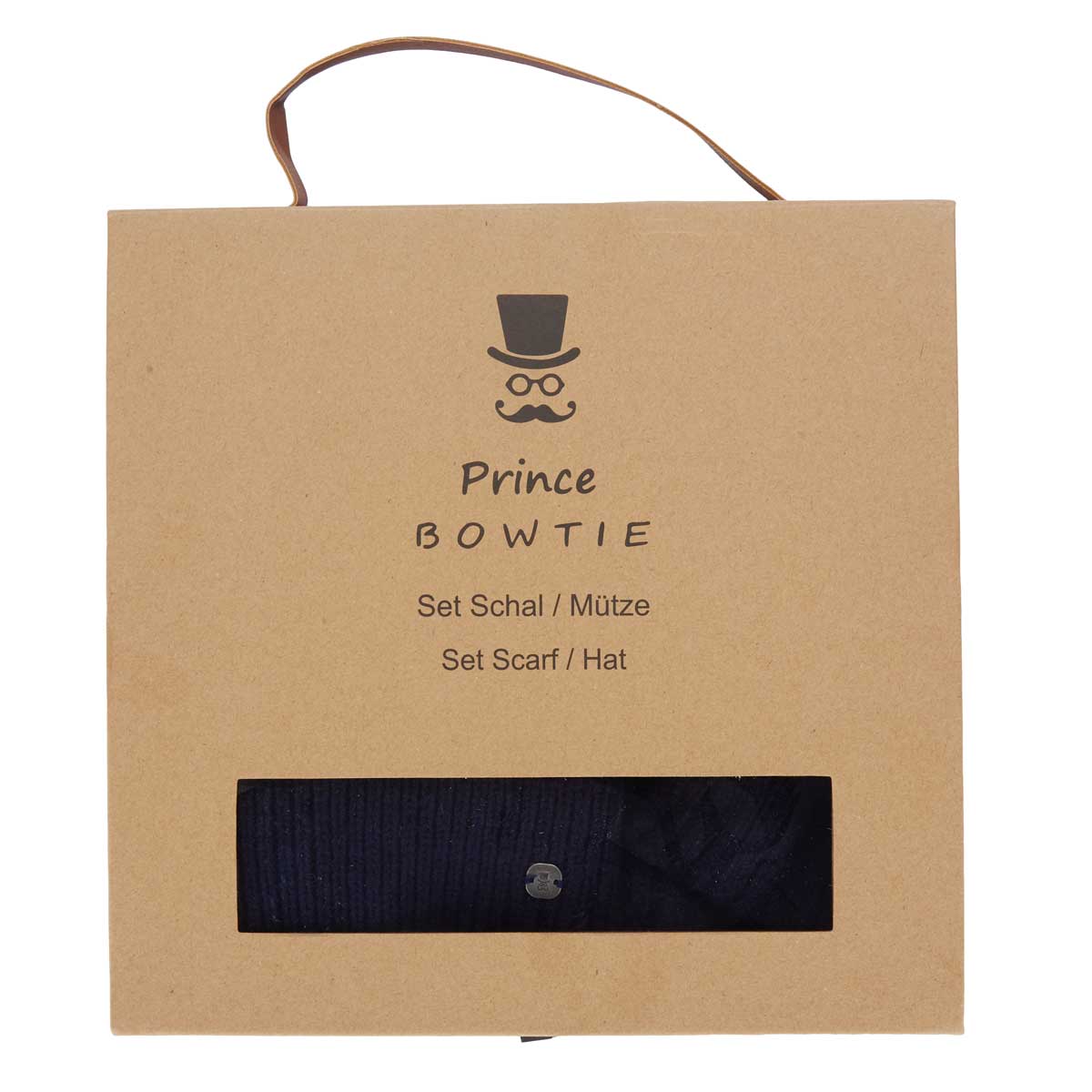 Prince BOWTIE Geschenkbox mit Mütze und Schal im Set blau
